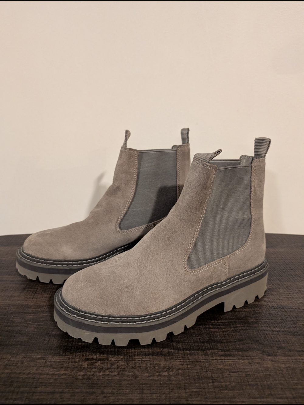 Dolce Vita. Women's Gray Suede Chelsea Lug Boots